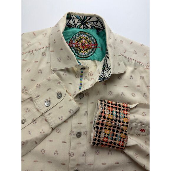 Robert Graham Other - Robert Graham Shirt Mens Medium Cream Geometric Long Sleeve Button Up Dress